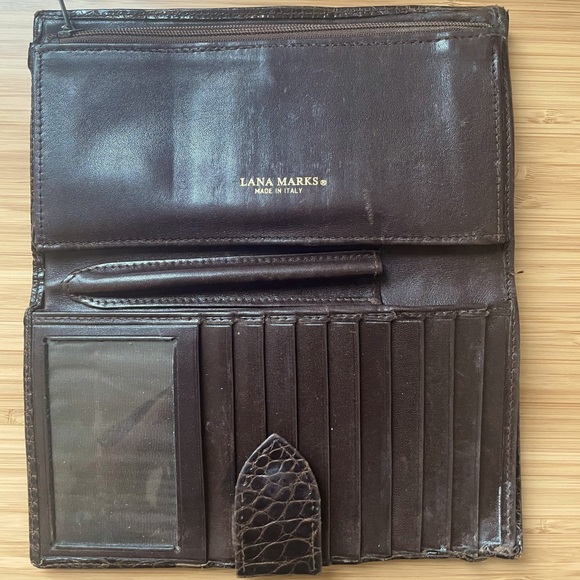 Lana Marks Travel Wallet in Brown Alligator Genuine - Picture 3 of 4